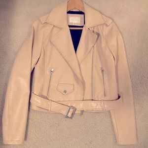 Women’s faux leather Moto jacket with belt